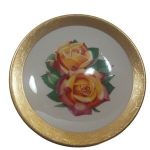 Miniature Rose Rainbows End Collector Plate 6.5" American Rose Society Gold Trim